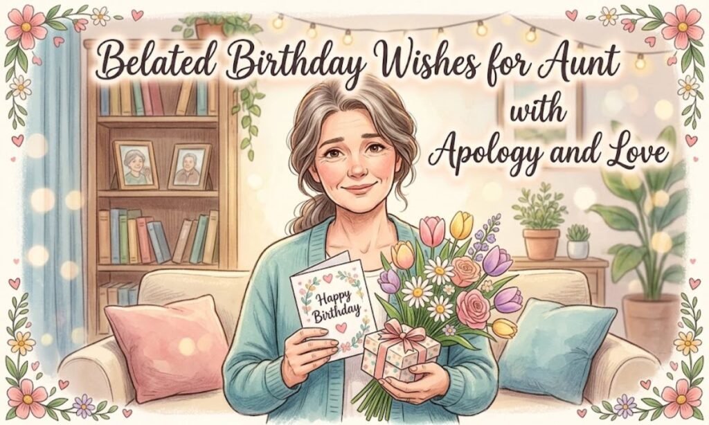 Belated Birthday Wishes for Aunt with Apology and Love