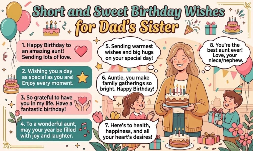 Short and Sweet Birthday Wishes for Dad's Sister