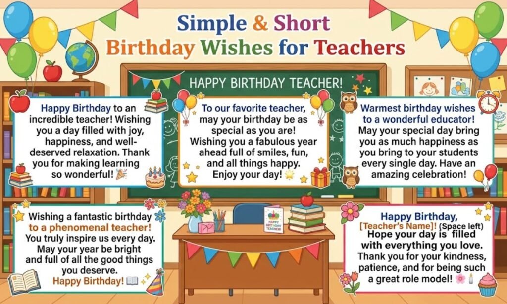 Simple & Short Birthday Wishes for Teachers